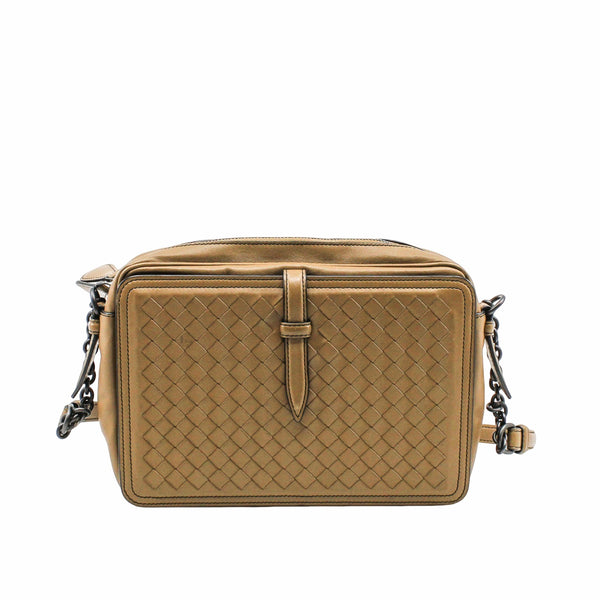 Intrecciato Napa  Camera Shoulder Bag dark grey - L'UXE LINK