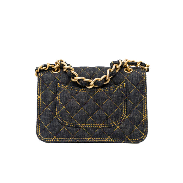 23s Small Flap Bag Dark Blue Denim GHW Seri K90Xxxx - L'UXE LINK