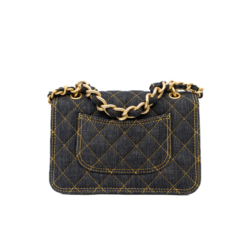 23s Small Flap Bag Dark Blue Denim GHW Seri K90Xxxx - L'UXE LINK