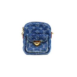 bolsa fairfax pochette in monograma denim ghw microchip