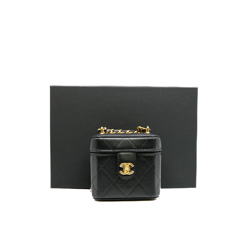 Mini Vanity Case In Black Lambskin GHW With Chain Seri ELE3XXXX