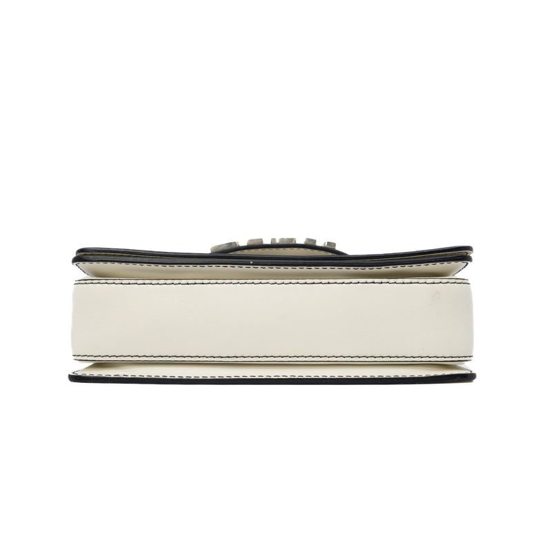 Dio(r)evolution In White Calfskin Leather Flap Bag PHW With Leather Strap - L'UXE LINK