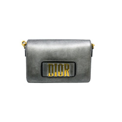 j'a flap bag in silver gray leather frame