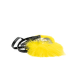 thumbnail monster micro buggie baguette in black leather/yellow fox fur phw