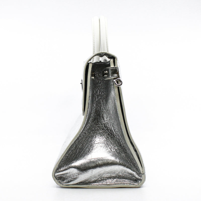 Medium Diorever In Metallic Silver Calfskin Flap Bag PHW With Strap - L'UXE LINK