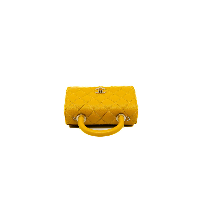 coco handle in mini caviar yellow ghw