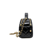 thumbnail top handle bowling bag in black shiny calfskin ghw #G8GTXXXX