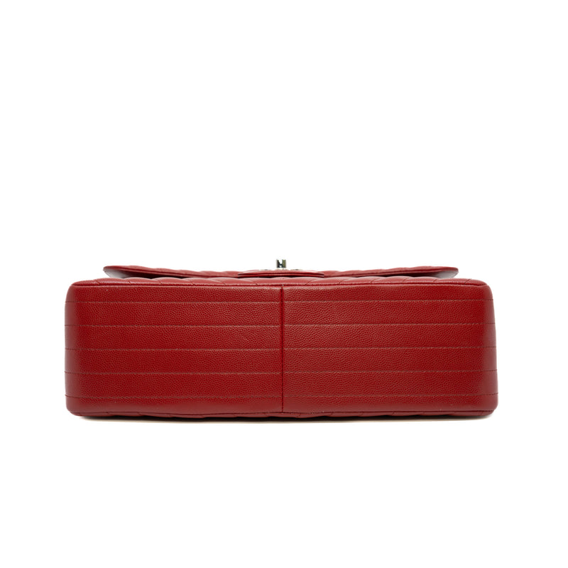 Large Cf In Chevron Caviar Calfskin Red Double Flap Bag Phw Seri 22 - L'UXE LINK