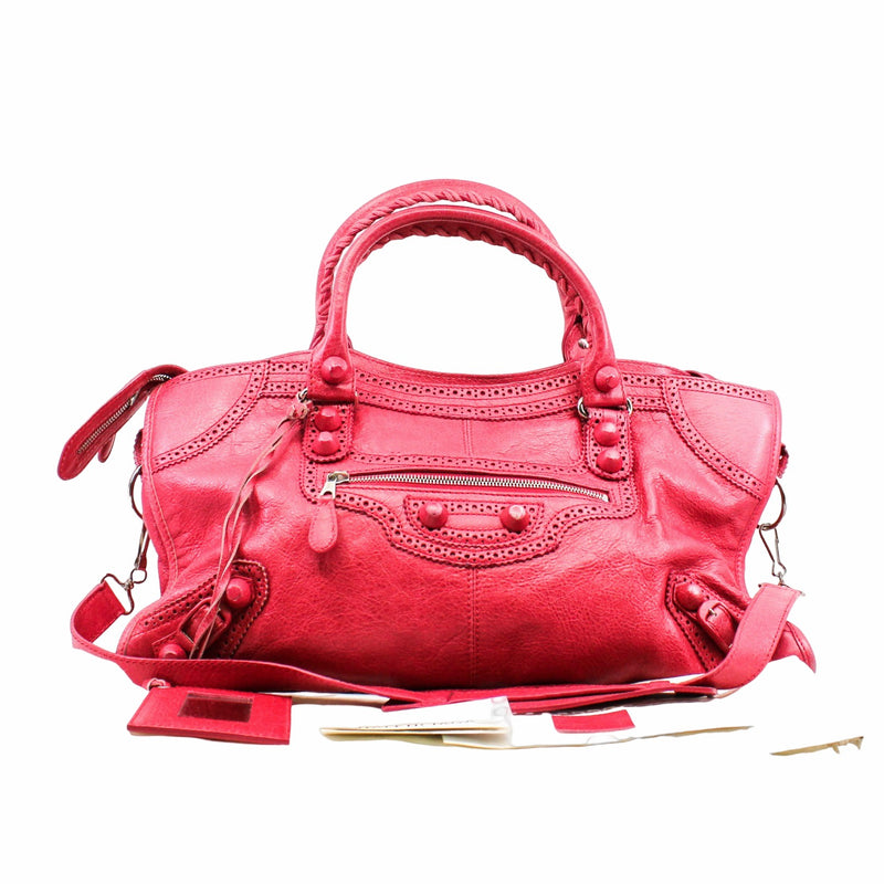 Classic City 2 Way Shoulder Bag Leather Pink PHW L UXE LINK