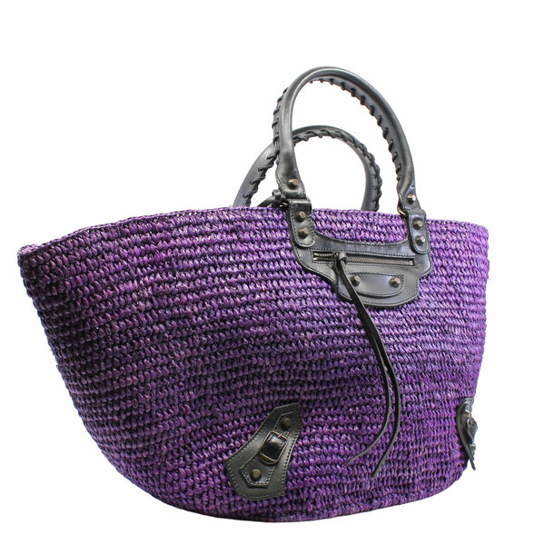 tote woven purple