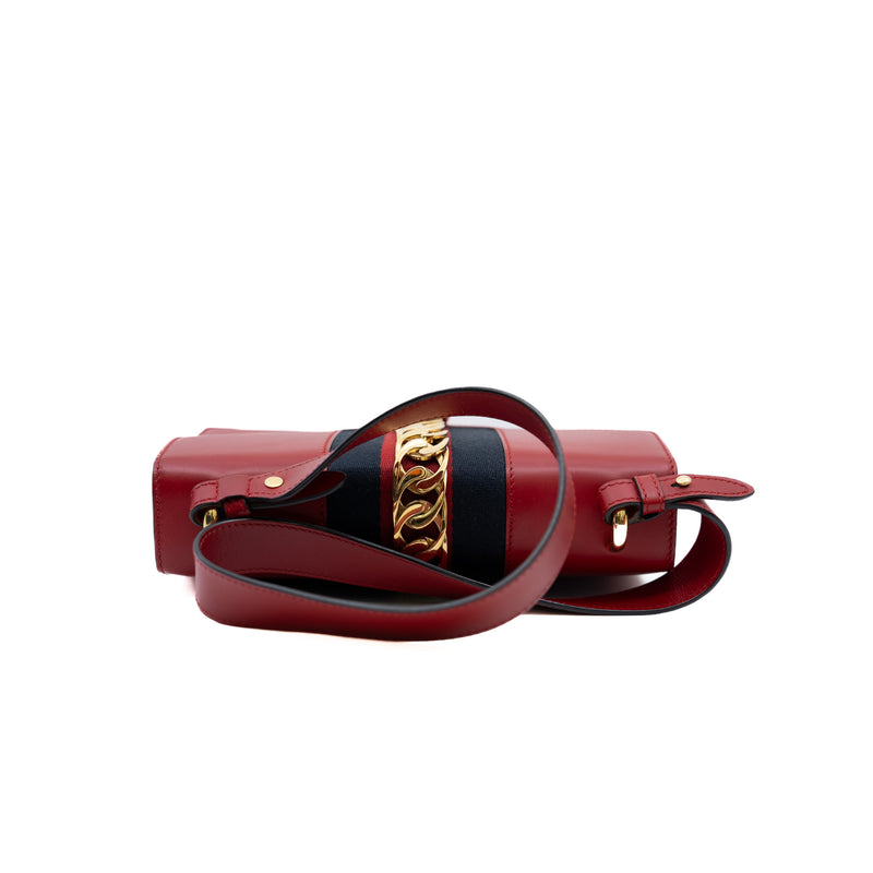 medium Sylvie in leather red ghw 2015 missing fabric strap