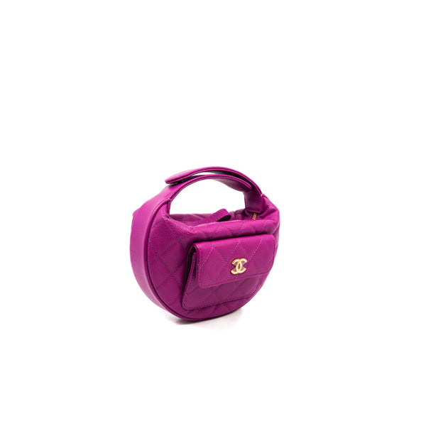 Quilted polly in purple caviar leather bag