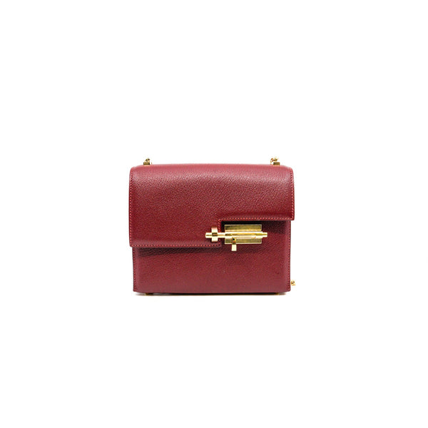 mini verrou chain bag wine red goat leather ghw D stamp