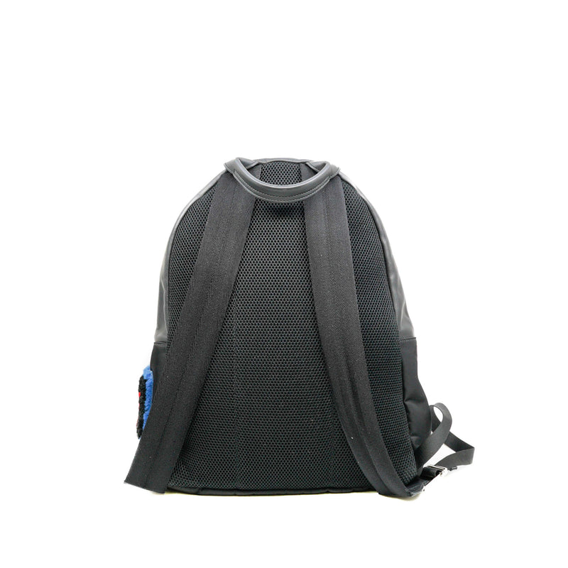 Shearling Emoticon Black Leather/Nylon Backpack PHW