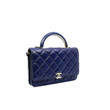 thumbnail woc with top handle in navy lambskin ghw #CA75XXXX