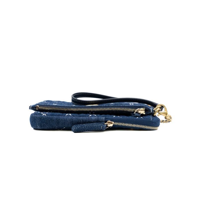 Denim Blue Quilted Vertical Double Bags GHW Seri 29 - L'UXE LINK