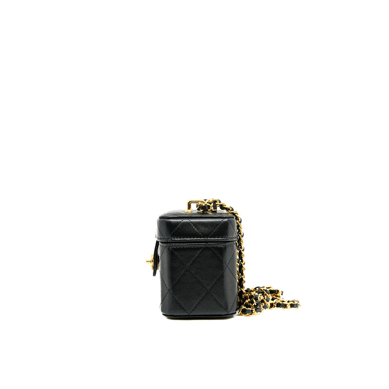 Mini Vanity Case In Black Lambskin GHW With Chain Seri ELE3XXXX