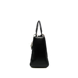 thumbnail medium lady dior in black leather with floral/ccd handle phw