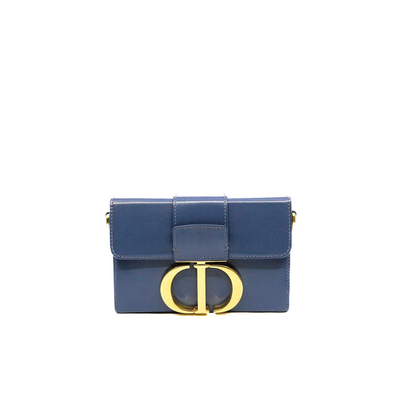 montaigne box mini navy with wide strap leather