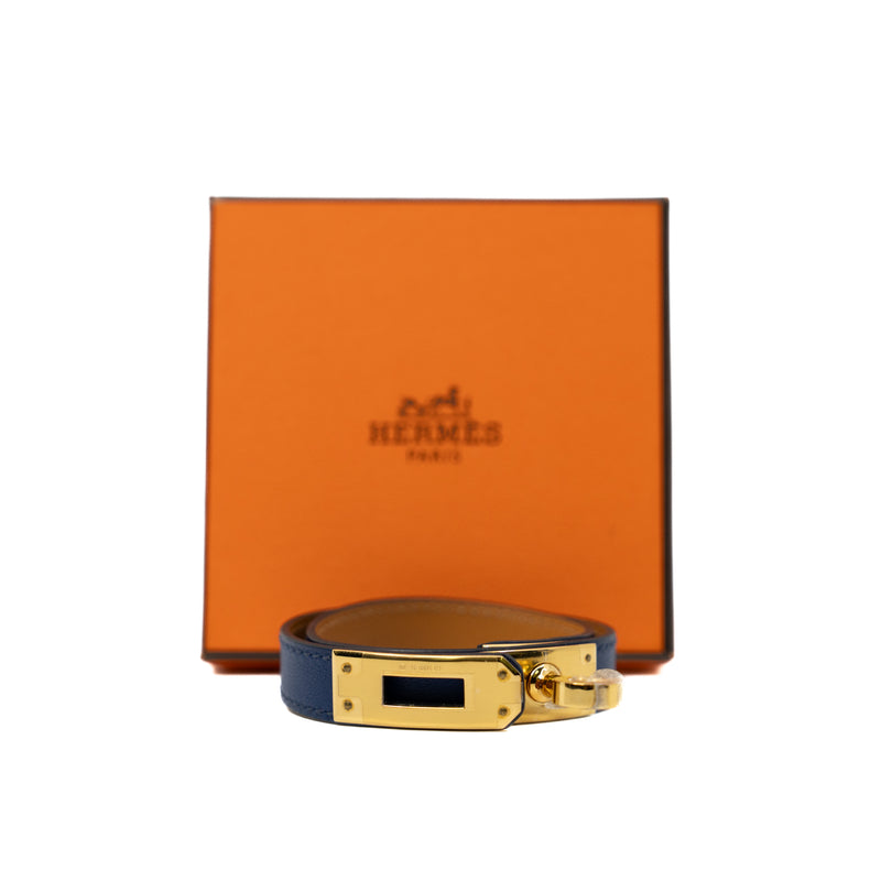 Kelly Double Tour Bracelet Navy In Swift Leather GHW Size XS - L'UXE LINK