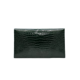 thumbnail Uptown clutch in green Crocodile embossed leather ghw