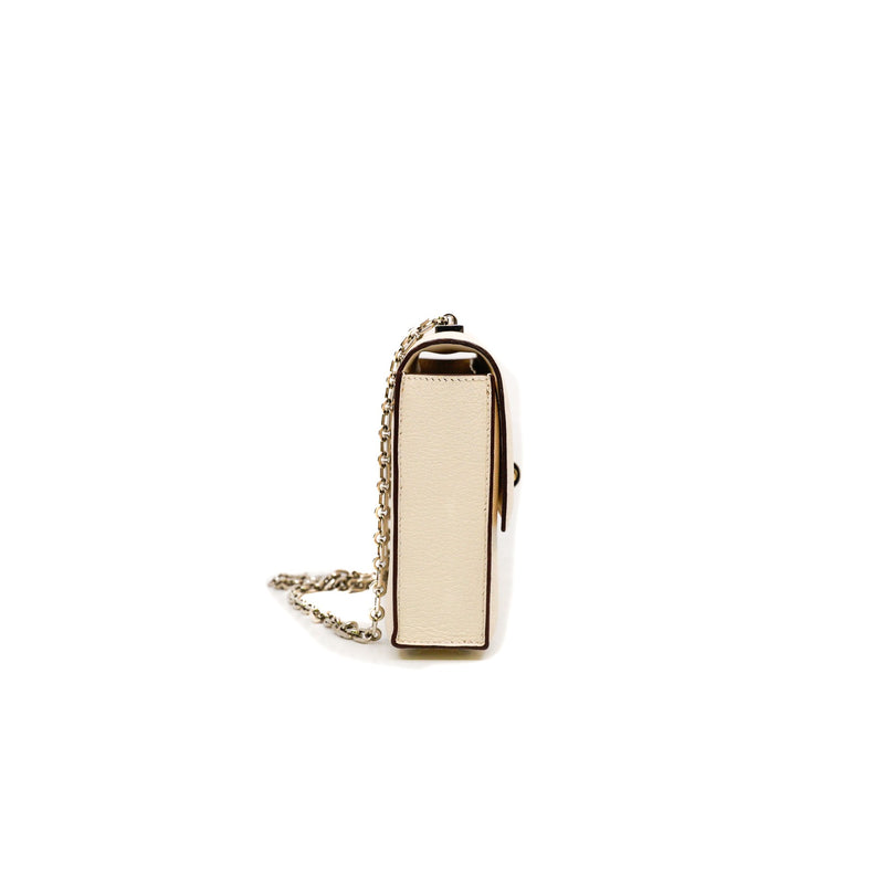 Verrou mini in white goat with enamel buckle PHW stamp Z