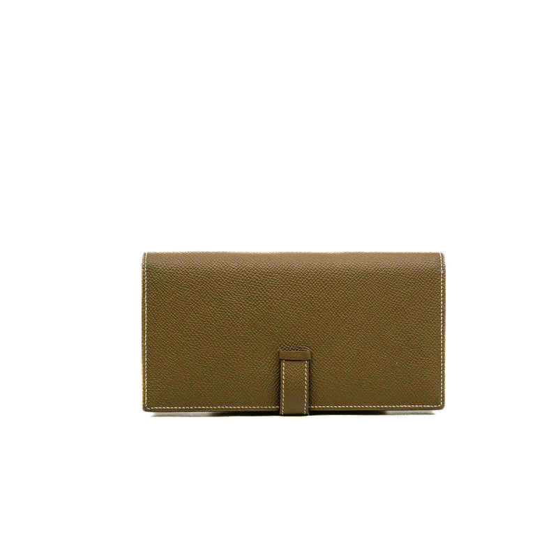 Bearn Long Wallet In Etoupe Epsom Leather GHW Square Q Stamp - L'UXE LINK
