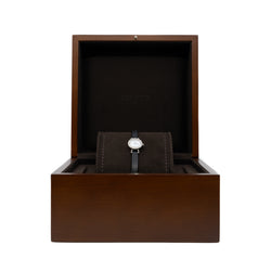 15mm FAUBOURG QUARTZ diamond watch in white dial/leather black band - L'UXE LINK