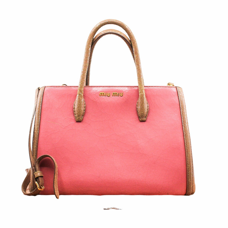 tote bag pink mix brown ghw - L'UXE LINK
