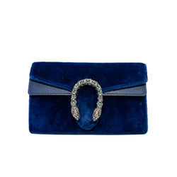 Dionysus Blue Velvet Super Mini Bag Ruthenium Hardware - L'UXE LINK