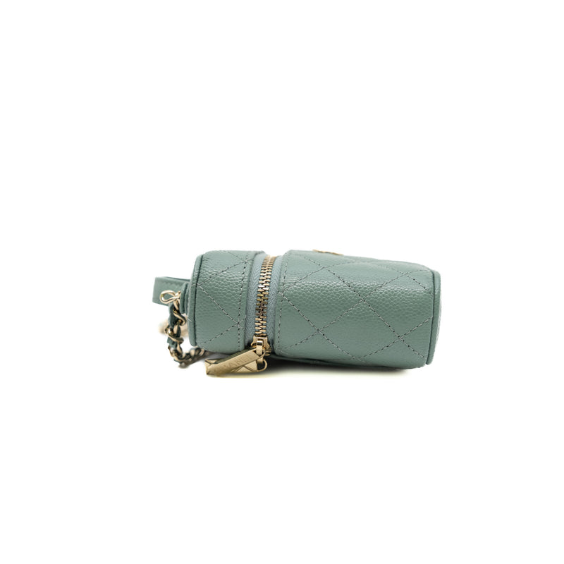 mini vanity box with handle in green caviar LGHW seri 31