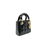 thumbnail mini lady dior in black patent ghw