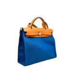 thumbnail herbag 31 in blue fabric/ brown leather stamp X PHW