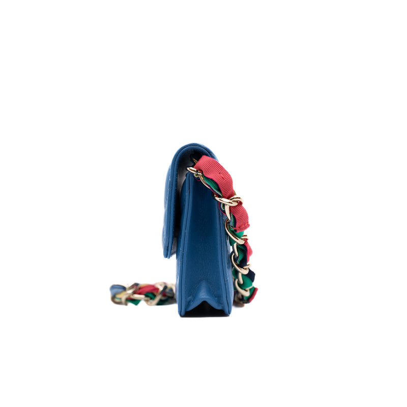 Ribbon Blue Shiny Lambskin Leather Belt Bag GHW Seri 31 - L'UXE LINK