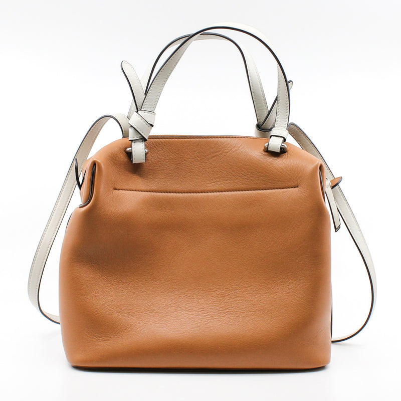 tote brown mix white zippy bag - L'UXE LINK