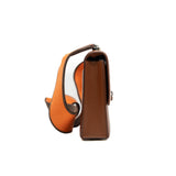 thumbnail mini Verrou in Cuivre goat leather with fabric strap stamp D PHW