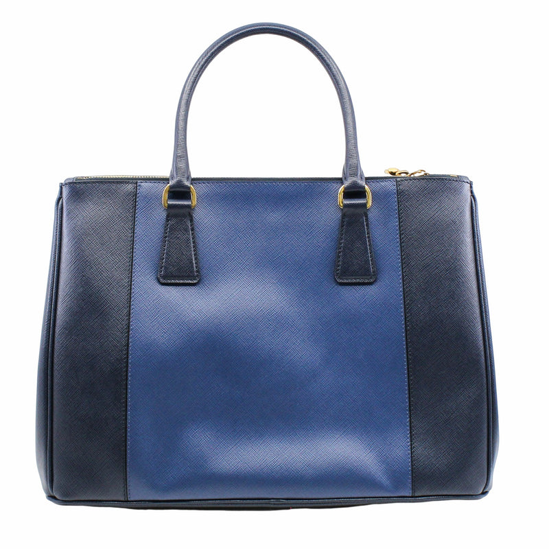 Saffiano Lux Double Zip Tote Large blue navy ghw
