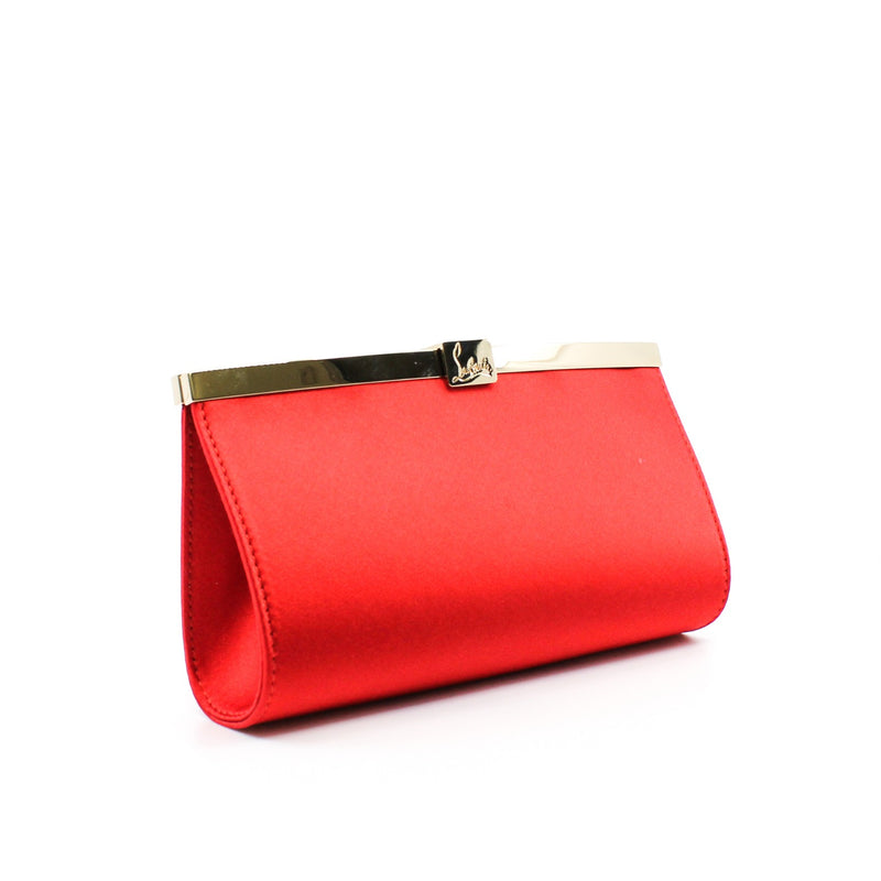 cl clutch bag red silk ghw - L'UXE LINK
