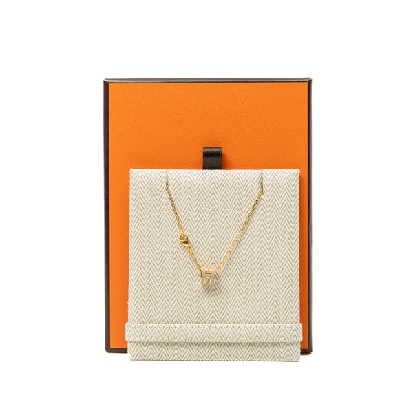 Mini Pop H Necklace In Marron Glace Lacquer Yellow Gold-Plated Pendant - L'UXE LINK