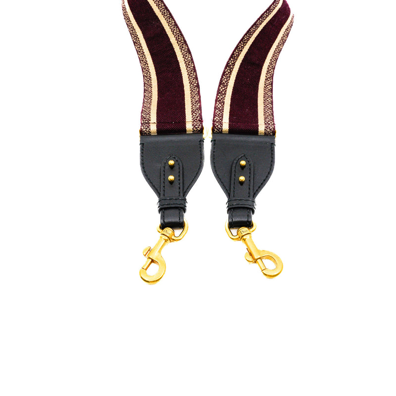 Burgundy Canvas Embroidered Shoulder Strap GHW - L'UXE LINK