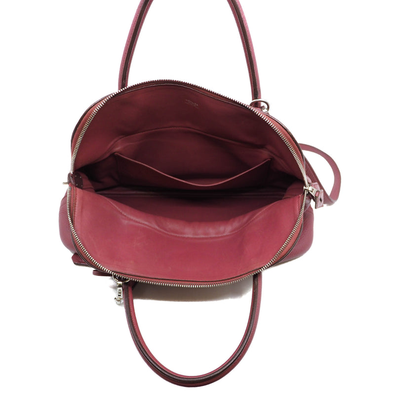Medium Bolide Togo Leather Handbag Dark Purple PHW O Stamp - L'UXE LINK