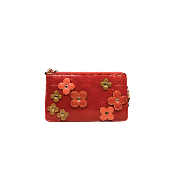floral pochette in monogram pantent orange ghw