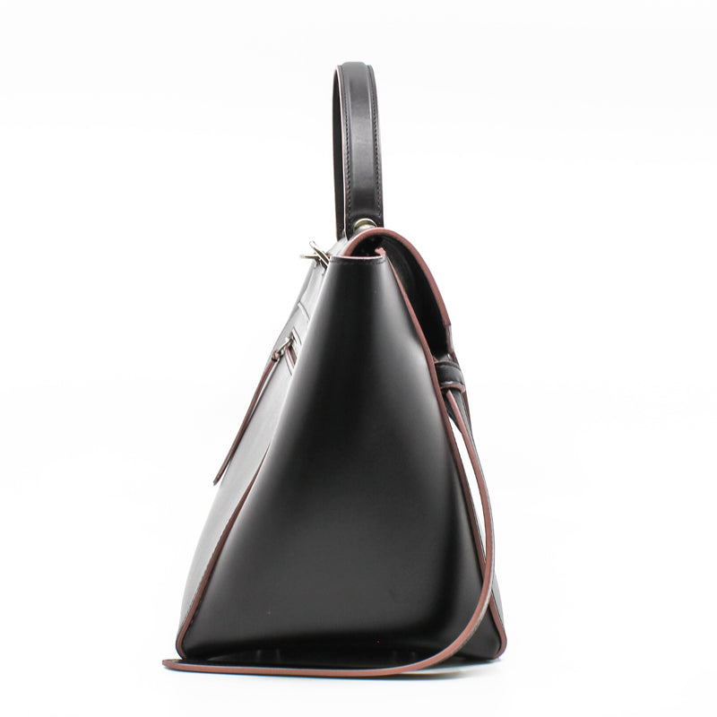 Mini Belt Bag In Smooth Calfskin Dark Brown/Pink Handbag PHW With Strap - L'UXE LINK