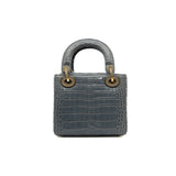 thumbnail mini lady dior in grey crocodile rghw with crystal 2021
