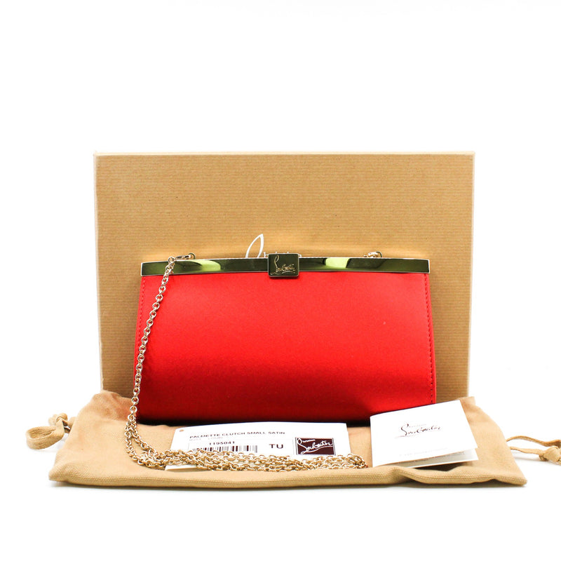 cl clutch bag red silk ghw - L'UXE LINK