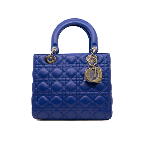 medium lady dior zippy style  in lambskin electric blue phw 2013
