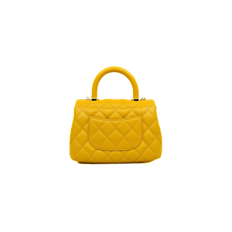 coco handle in mini caviar yellow ghw