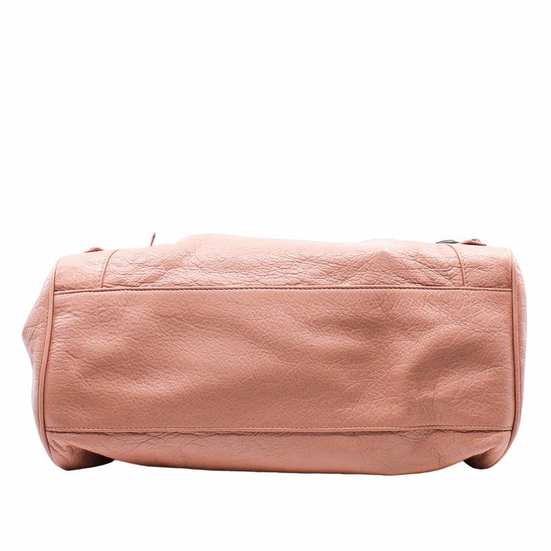 City tote side bag leather pink  Antique Brass Hardware - L'UXE LINK
