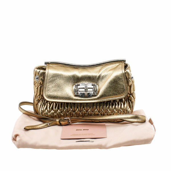 Shoulder Bag Crystal Embellished gold