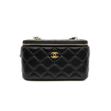 thumbnail long vanity case with crush in lambskin black #CJCAXXXX